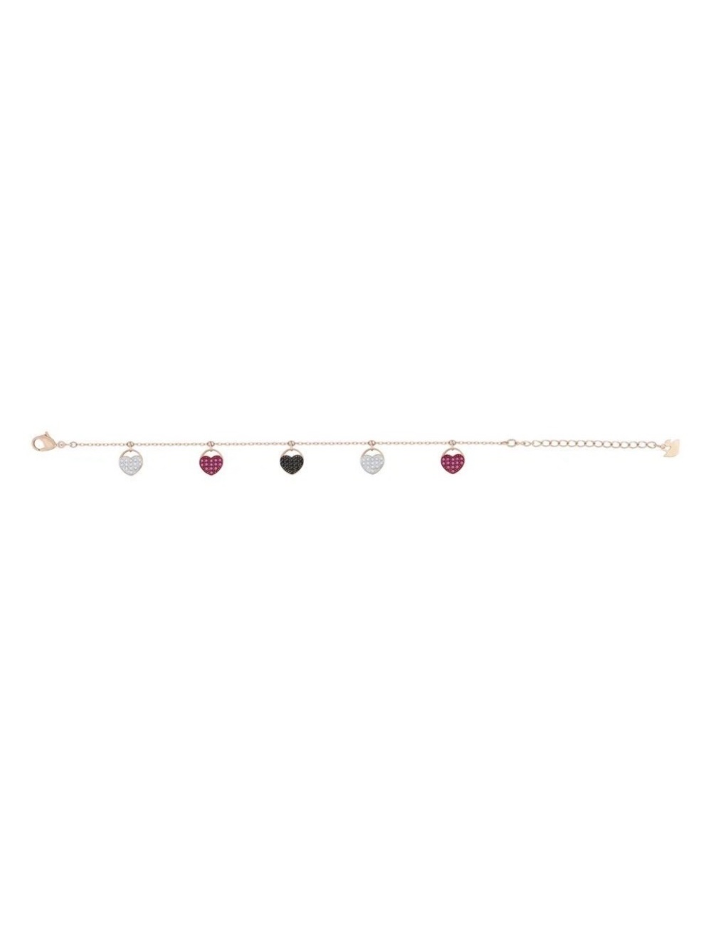 Swarovski Rose Gold Bracelet with Pink, Black & White Heart Charms - Picture 3 of 6
